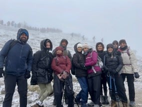 A group photo of people fundraising for Women's Aid.