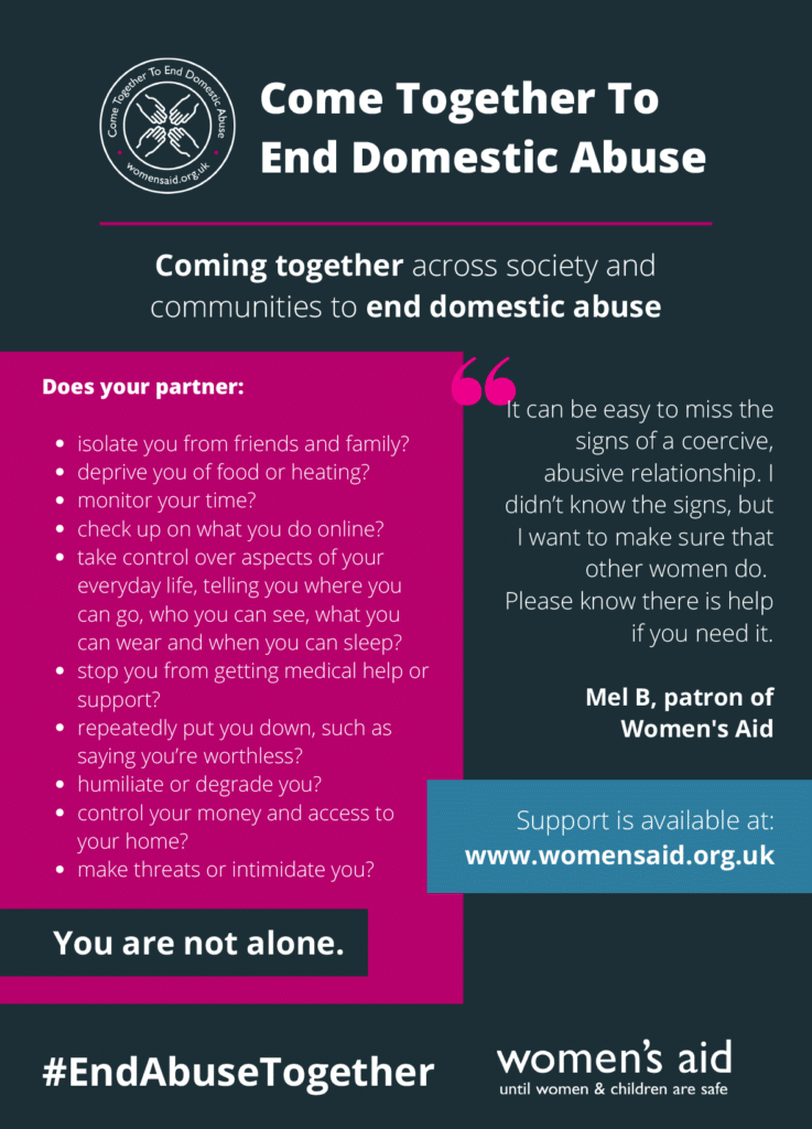 Come Together To End Domestic Abuse poster